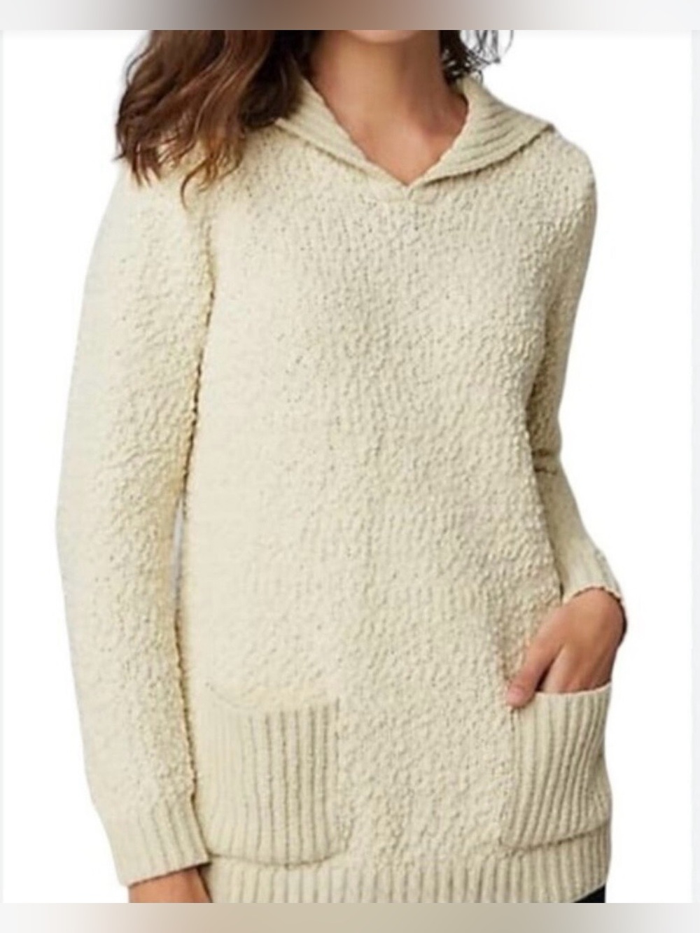 J.Jill Cream Bouclé Knit Sailor Collar Sweater NWT Sz XS